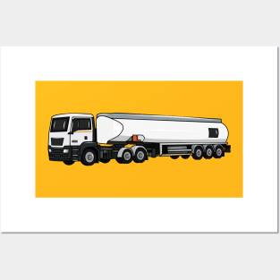 Tanker truck fuel transport cartoon illustration Posters and Art